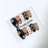 Cocoa Cameo almond press-on nails with espresso and blush bases, brown polka dots on ivory, sculpted flowers, pink daisies, and gold beads.