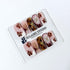 Amber Bloom square press-on nails with blush pink bases, French tips, brown hand-painted flowers, tortoiseshell accents, ivory 3D flowers, and gold details.