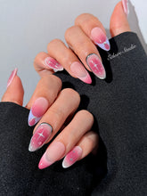 Plum and blush ombré nails with star accents and abstract black outlines — Sugar Plum Fairy–inspired.