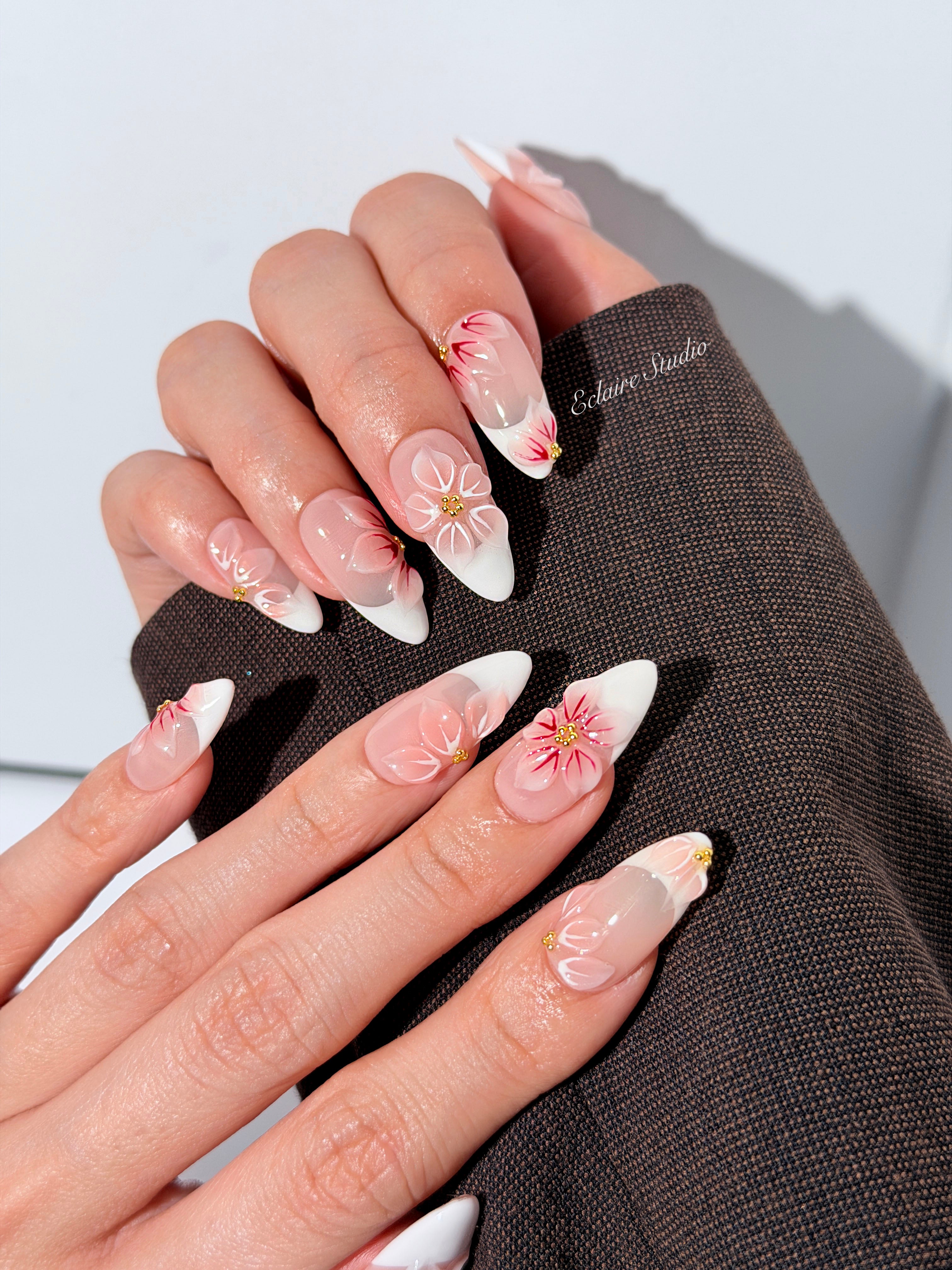 Sakura Dew – Cherry Blossom Press-On Nails | Éclaire Studio