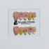 Summer Eclaire Nail Studio Luxury short almond press-on nails featuring a sheer nude base with butter yellow French tips, hand-sculpted 3D pink starfish, amber-tinted 3D seashells, and flowers with gold accents.