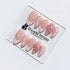 Belle Rose almond press-on nails with milky pink French tips, hand-painted petals and 3D floral accent – Éclaire Studio