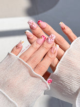 Marbella square press-on nails with wine watercolor French tips, gold swirls, starfish charms and 3D lily – Éclaire Studio
